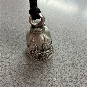 Silver Ride The Wind Winged Motorcycle Bell Pendant